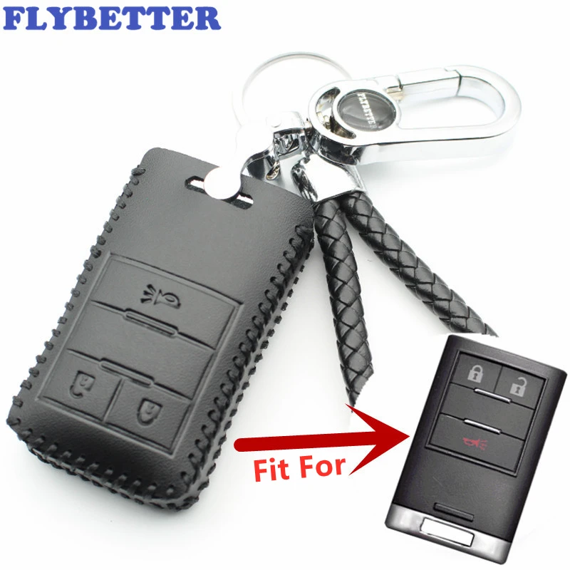 

FLYBETTER Genuine Leather 3Button Keyless Entry Smart Key Case Cover For Chevrolet New Captiva/Malibu/Trax/Corvette L42
