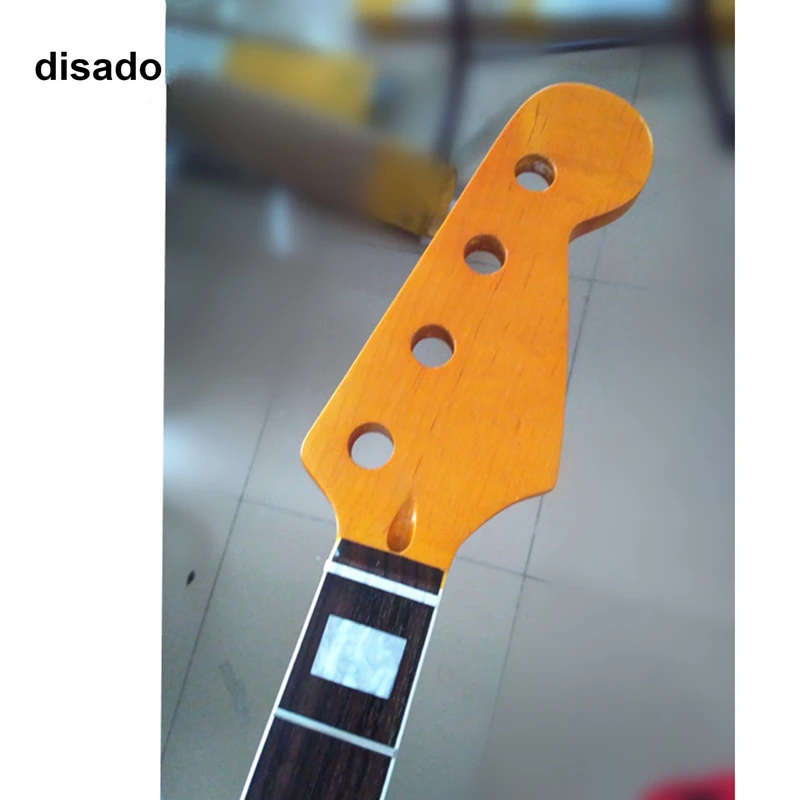 disado 20 frets Maple Electric Bass Guitar Neck With Rosewood Fingerboard Yellow Color Glossy Paint Customize Guitar Parts enlarge