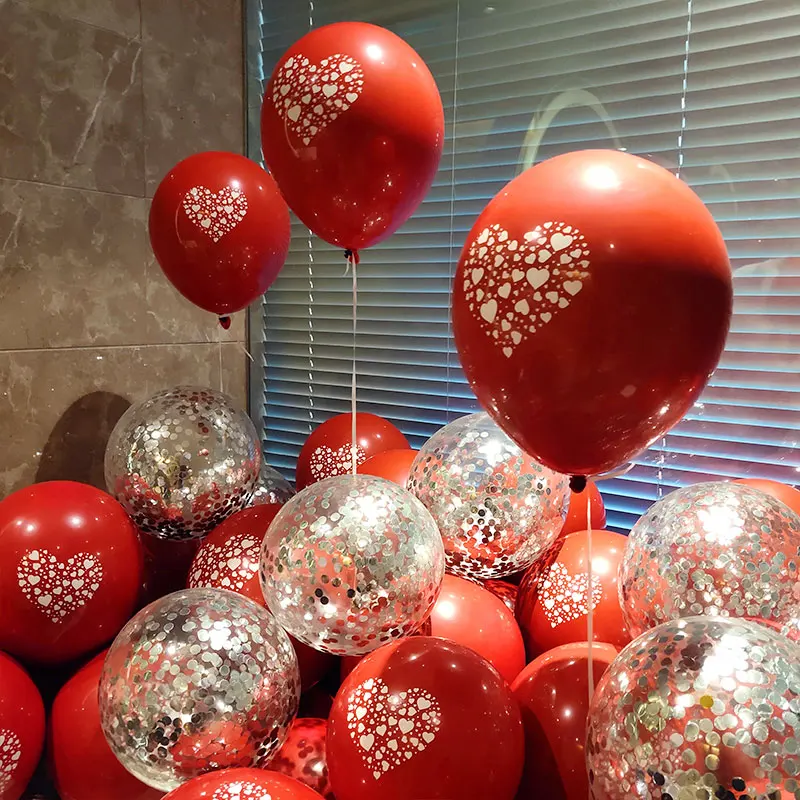 

11pcs/lot wedding room decoration Balloon red metal Sequin net red balloon decoration