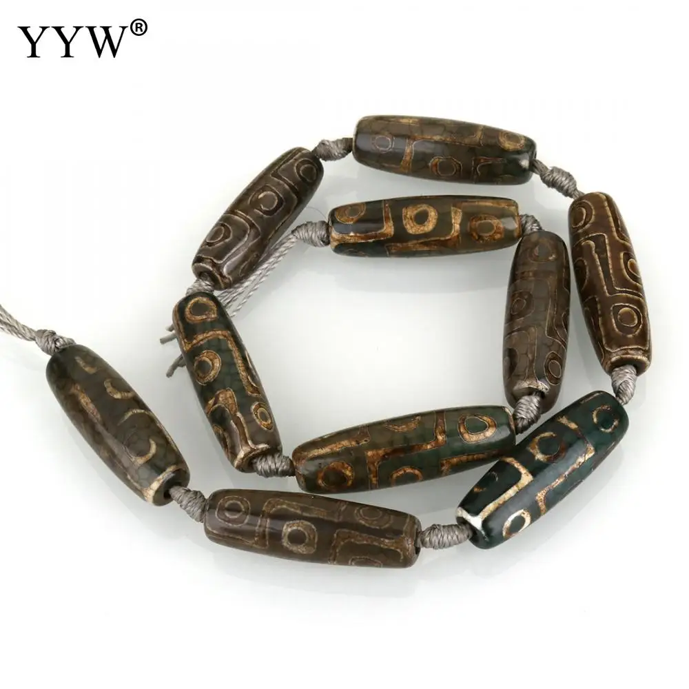 

10PCs/Strand Natural Tibetan Agates Dzi Beads mixed colors Vintage Green Stone Nine Eyed Sold Per Approx 14.5 Inch Strand