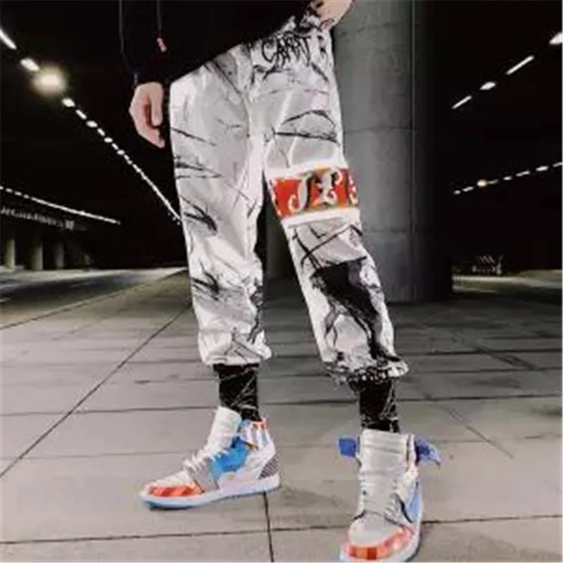 Мужские спортивные штаны с принтом в виде звезд белые тренировочные стиле
