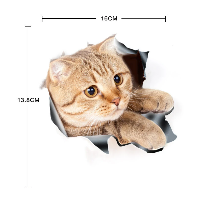 

16*14CM Car Sticker Animal Kitten Cat 3D Funny Personality Simulation Motorcycle Decoration Auto Decals Car Styling Accessories