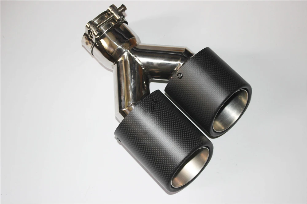 2 шт. Inlet63mm-Outlet 89 мм(двойной) Ak углеродного волокна+ выхлопные концы двойной выхлоп трубы из нержавеющей стали