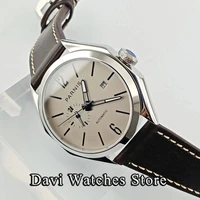 43mm parnis silver case gray dial sapphire crystal top brand mens watches date window miyota automatic movement