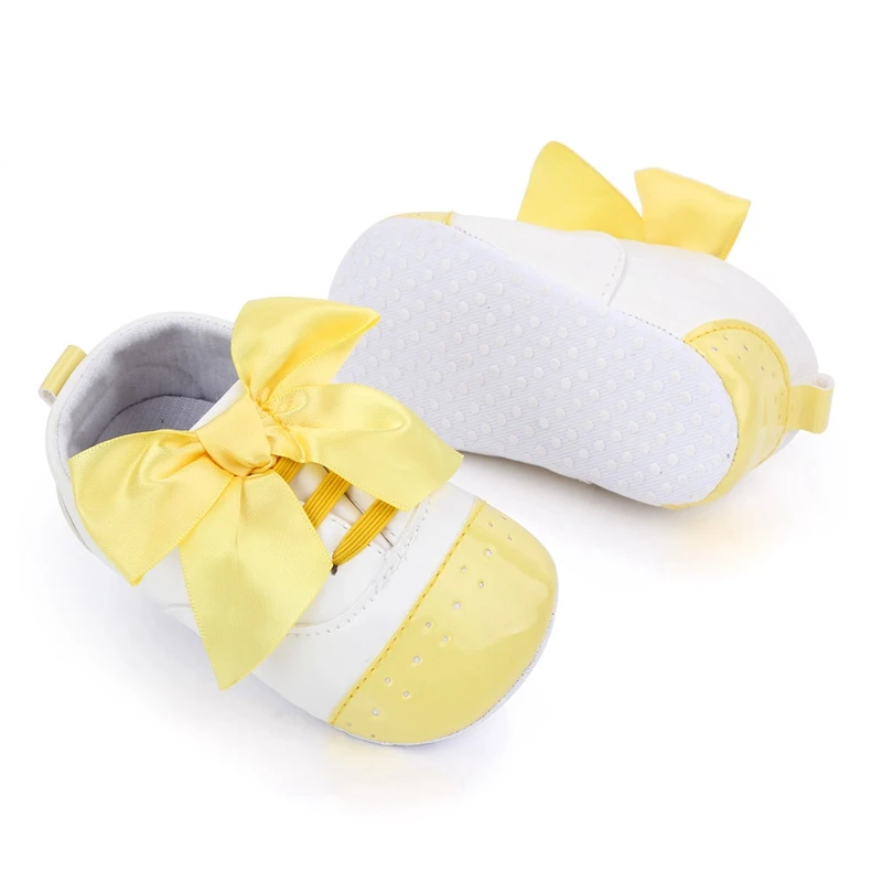 

Spring Autumn Baby Shoes For Newborn PU Toddler Bow Princess Girls Soft Sole First Walkers Anti-Slip Baby Shoes For 0-18M