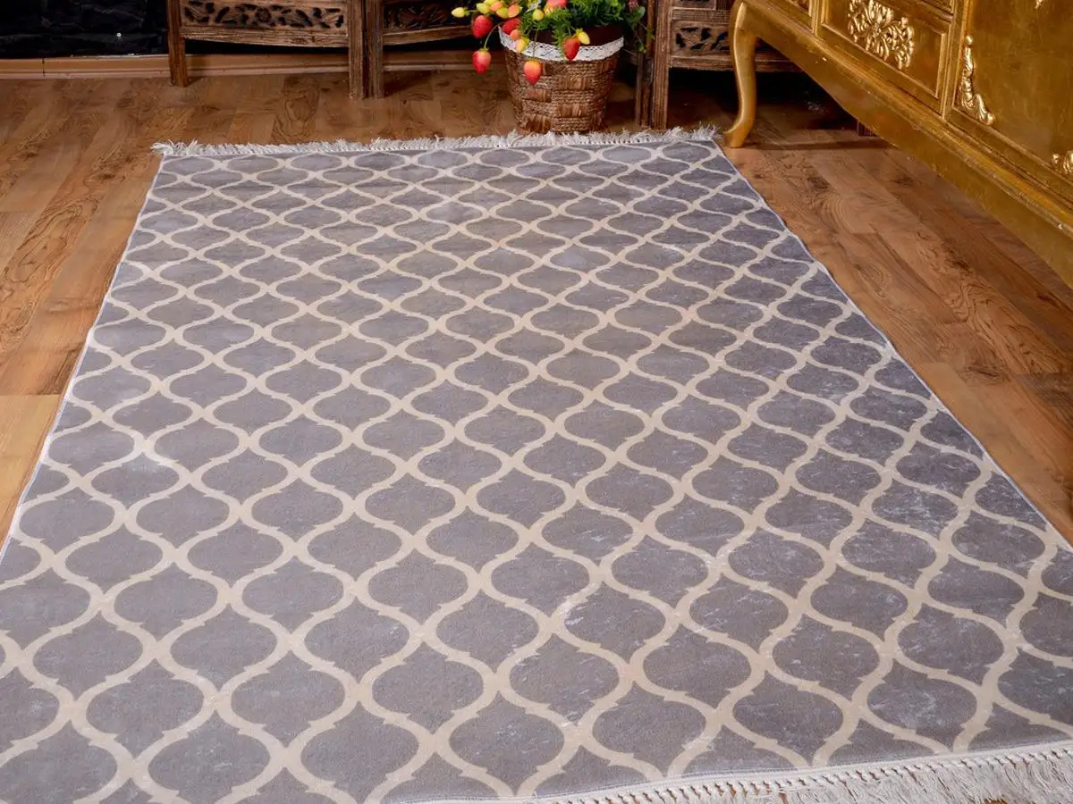 

Latex Anti-Slip Soles Digital Print Velvet Carpet Mug Gray-White 180x280 cm