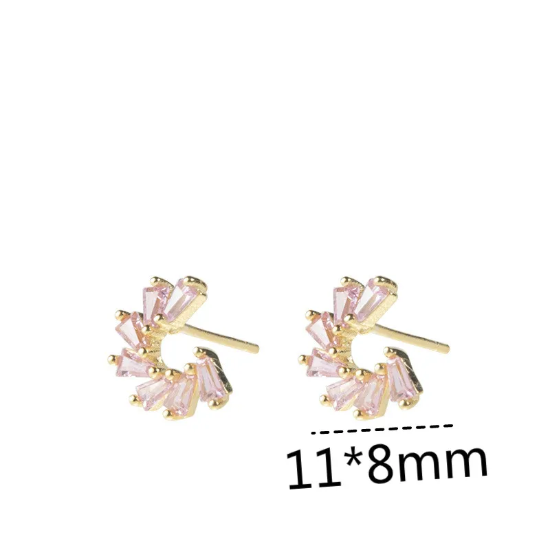 18k золотые серьги-гвоздики с кристаллами и цирконием для женщин 925 пробы