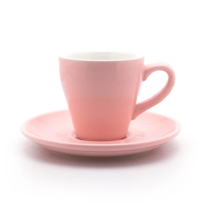 Pink Тюльпаны форма Макарон цвет черная кружка с кофе и набор блюдец кафе бытовой офис итальянский эспрессо Demitasse Прямая поставка оптом - Цвет: Pink