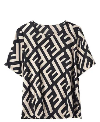 

Fashion Print Blouse Pullover Ladies Silk Satin Blouses Plus Size Batwing Sleeve Vintage Print Casual Short Sleeve Tops New gift