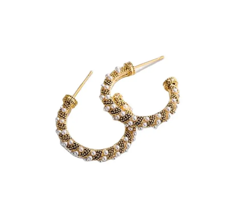 

Half Moon C-shaped Stud Earrings Korean Vintage Earrings Jewelry Ear Rings for Women Pearl Stud Earrings