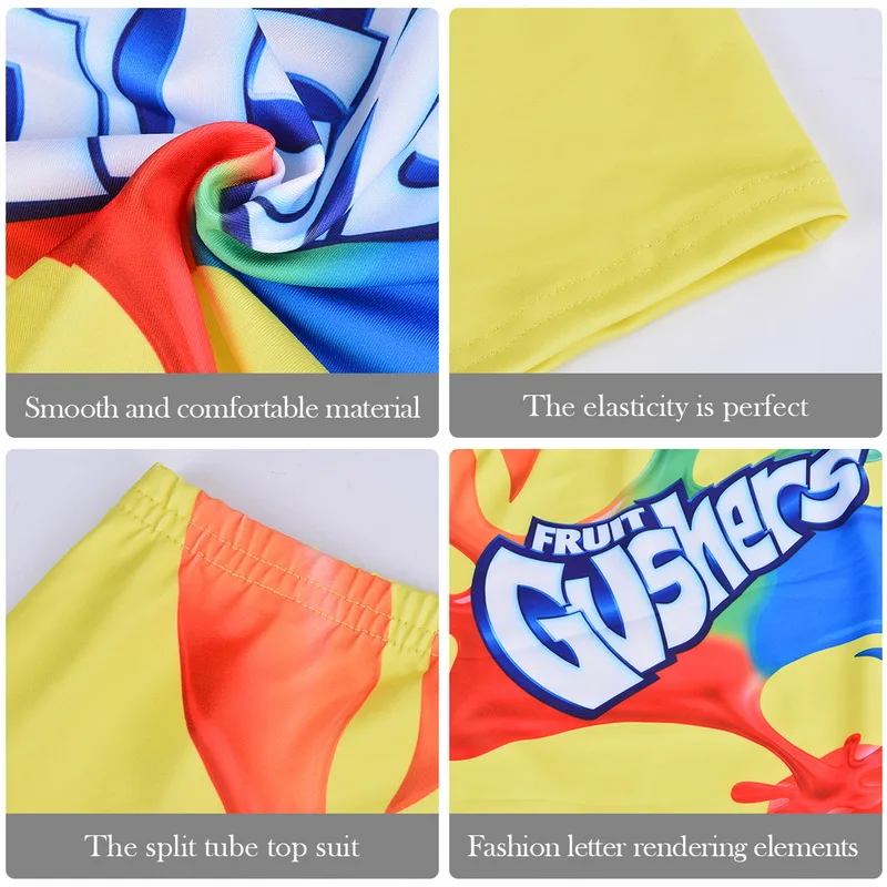 Летний женский сексуальный комплект из двух предметов с принтом укороченный топ