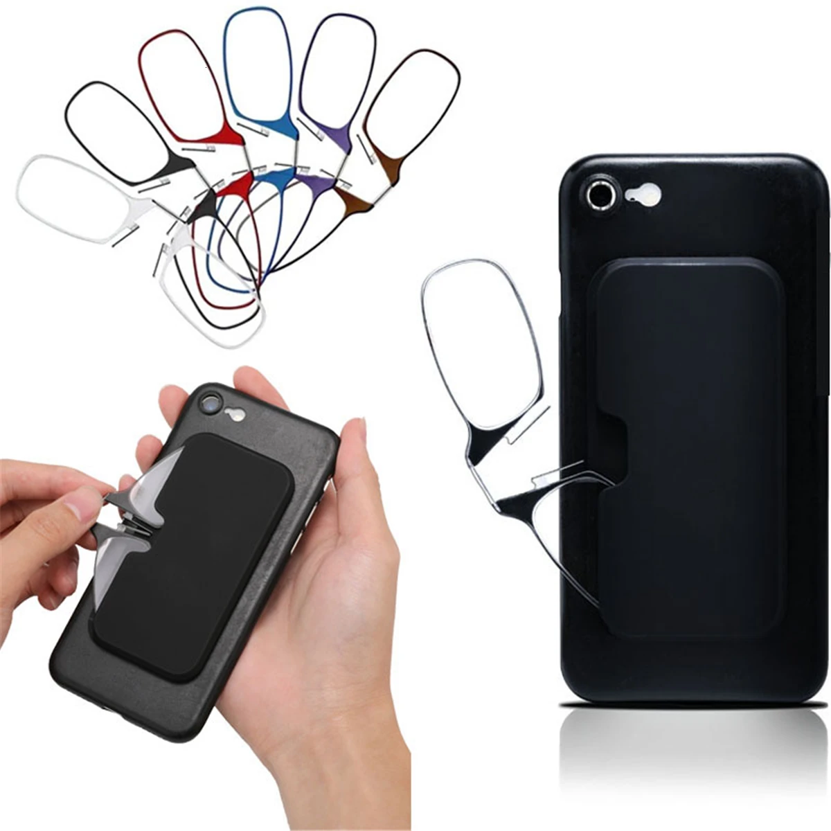 Мини Тонкий портативный SOS очки для чтения зажим носа с подставкой телефона чехол