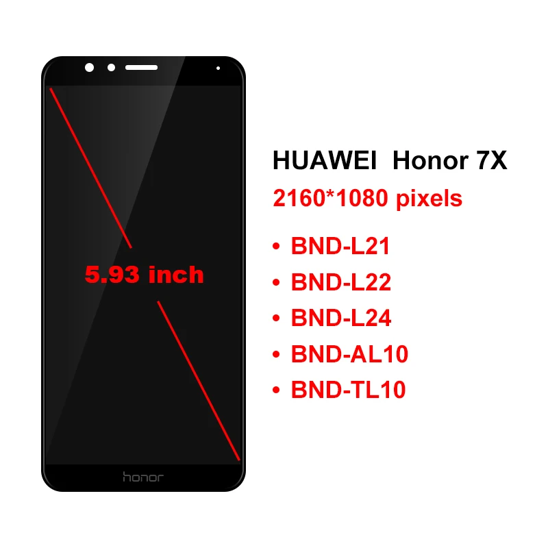 5 93 &quotдля Huawei Honor 7X ЖК дисплей для женской яркости с сенсорным экраном и