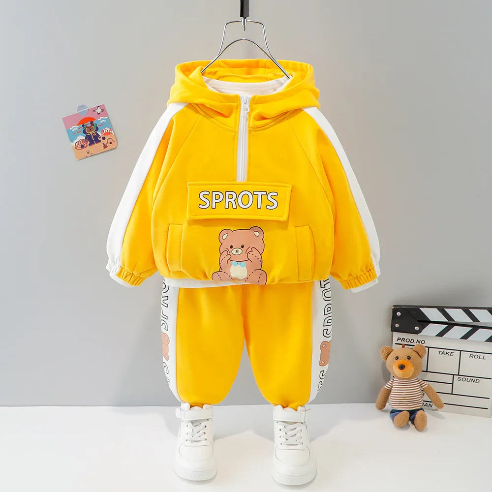 

Newborn Boy Sets Spring Baby Tracksuit Toddler Hooded Sweatshirt+Sports Trousers Two Piece Suit Cartoon Casual Infant Boy Outfit