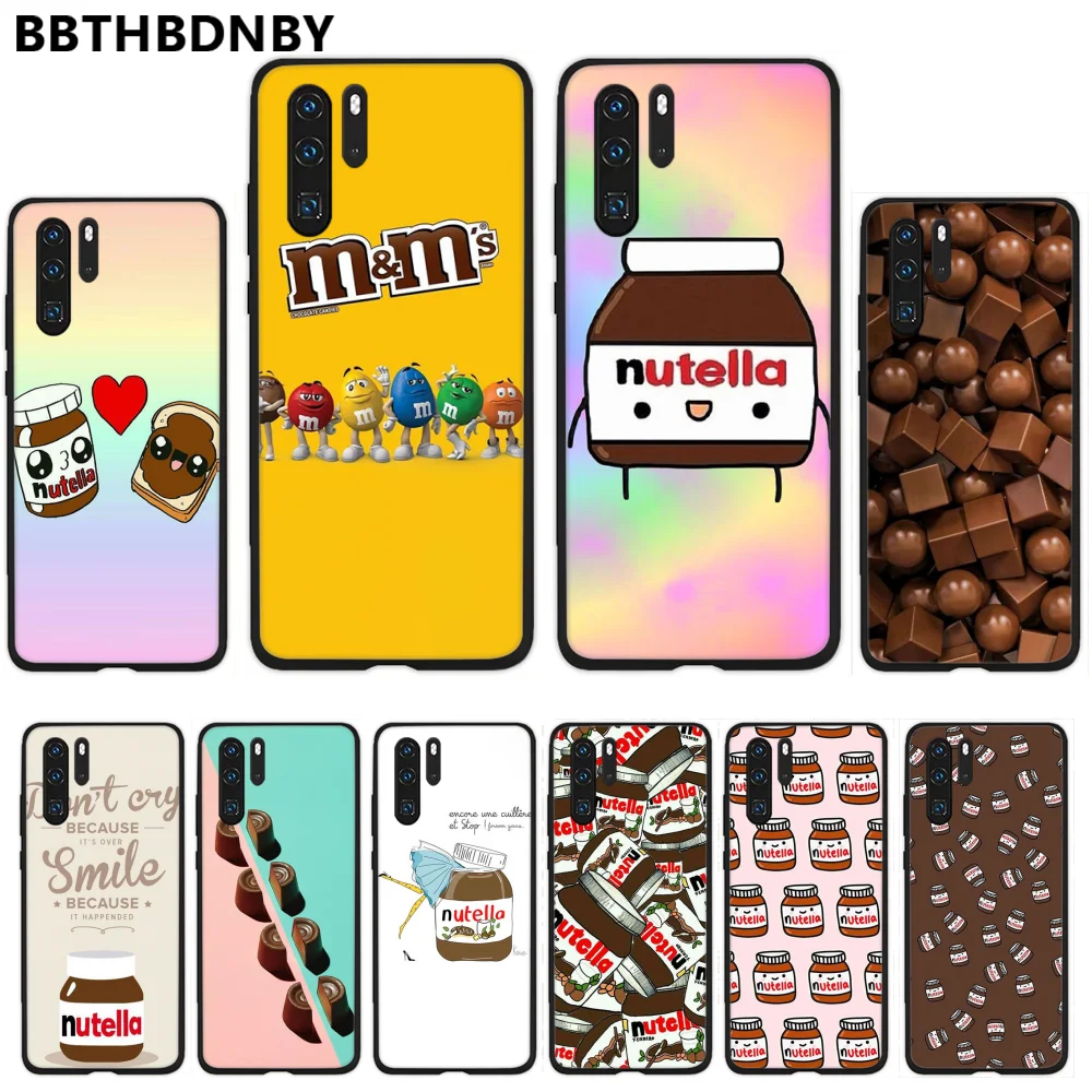 M &amp M's Chocolate Nutella Bottle черный мягкий чехол для телефона Huawei P9 P10 P20 P30 Pro Lite smart Mate 10 20