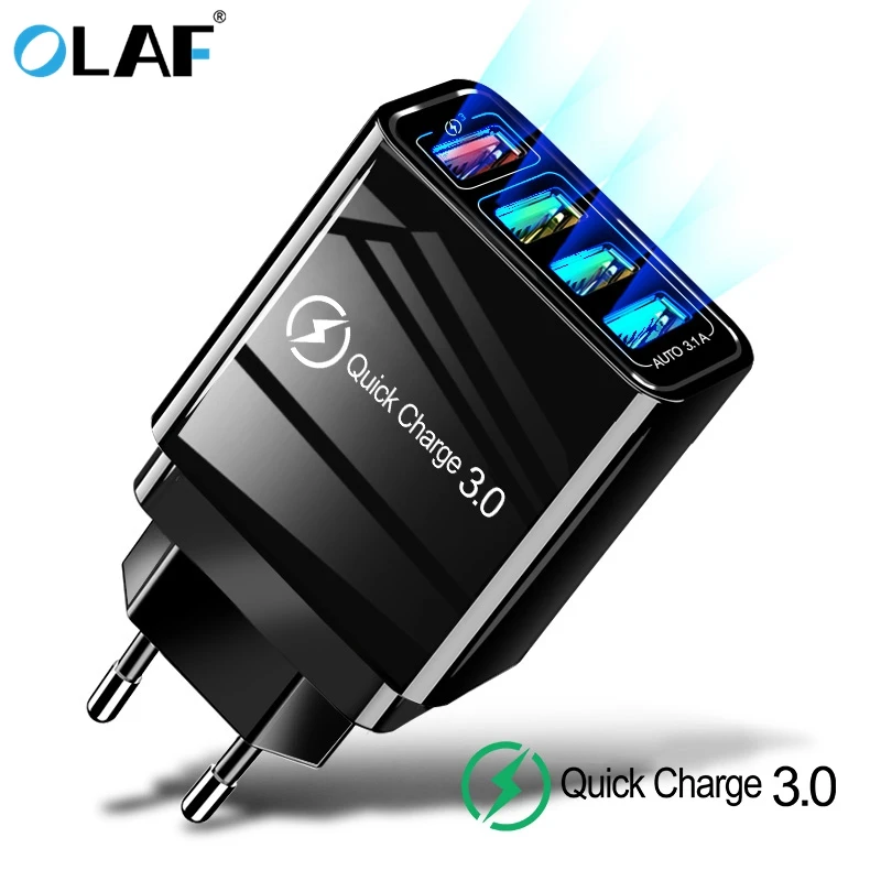 

48W Quick Charger 3.0 USB Charger for Samsung A50 A30 iPhone 7 8 Xiaomi mi9 Tablet QC 3.0 Fast Wall Charger US EU UK Plug Adapte