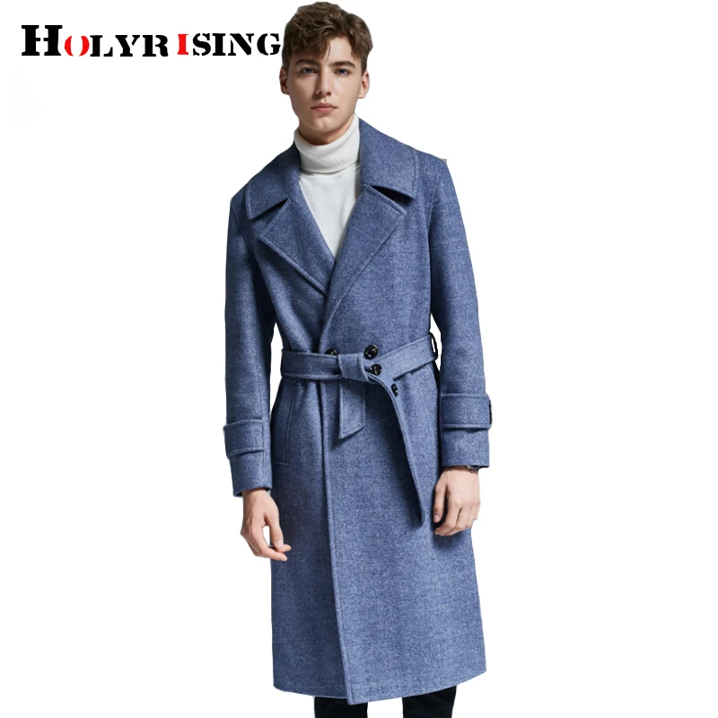 HOLYRISING мужское длинное шерстяное пальто двубортная куртка парка красивое модное