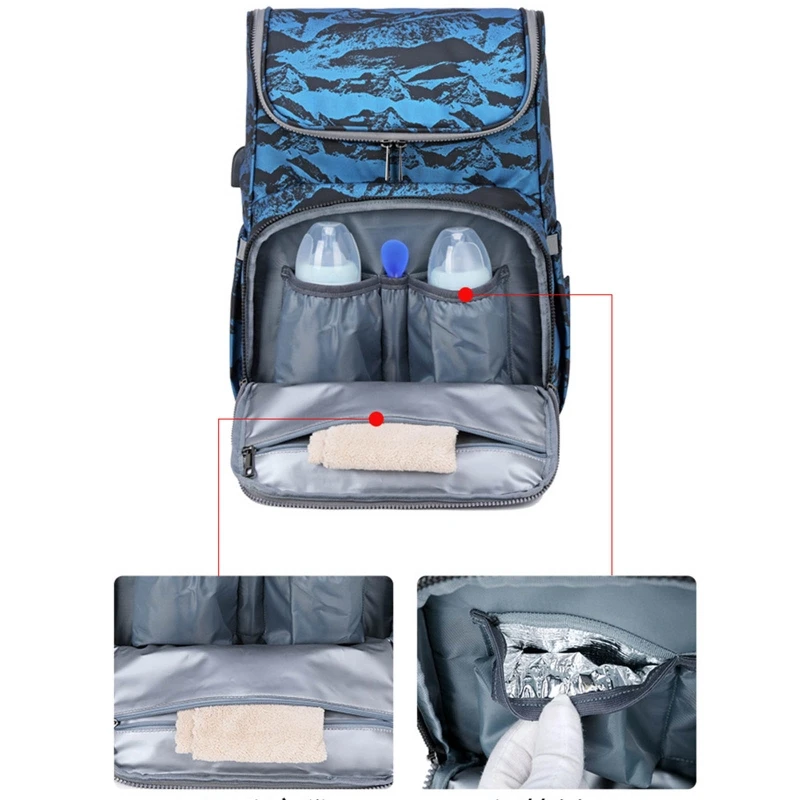 

Travel Bassinet Foldable Baby Bed Diaper Bag Backpack Changing Station Large Capacity Waterproof USB Charging Port