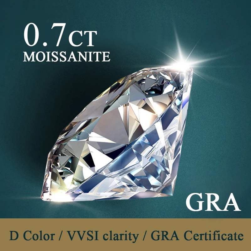 

5,575 мм 0.7CT D цветной VVS1 белый круглый превосходный Ограненный Муассанит, свободный камень, качество испытания, положительный лабораторный ал...