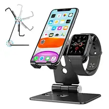Universal Cell Phone Holder Aluminium Alloy Plus Wood Watch Charging Bracket Stand For Apple Watch 38mm 42mm iPhone 5 6 7 8 Plus
