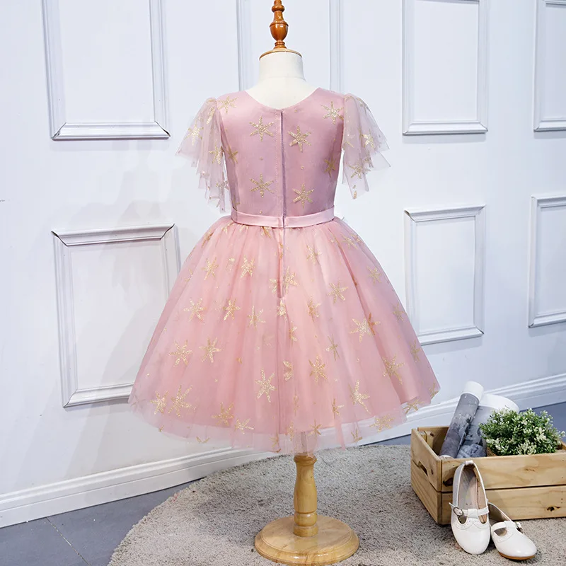 

Children's dress princess dress pink girl piano performance birthday floret child wedding dress host evening dress