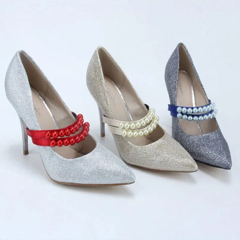 50 Pair Women Pearl Bands Shoelace Belts, Princess Shoe Accessory Decoration Straps for Sandal , Shoes Lace for Loose Shoes