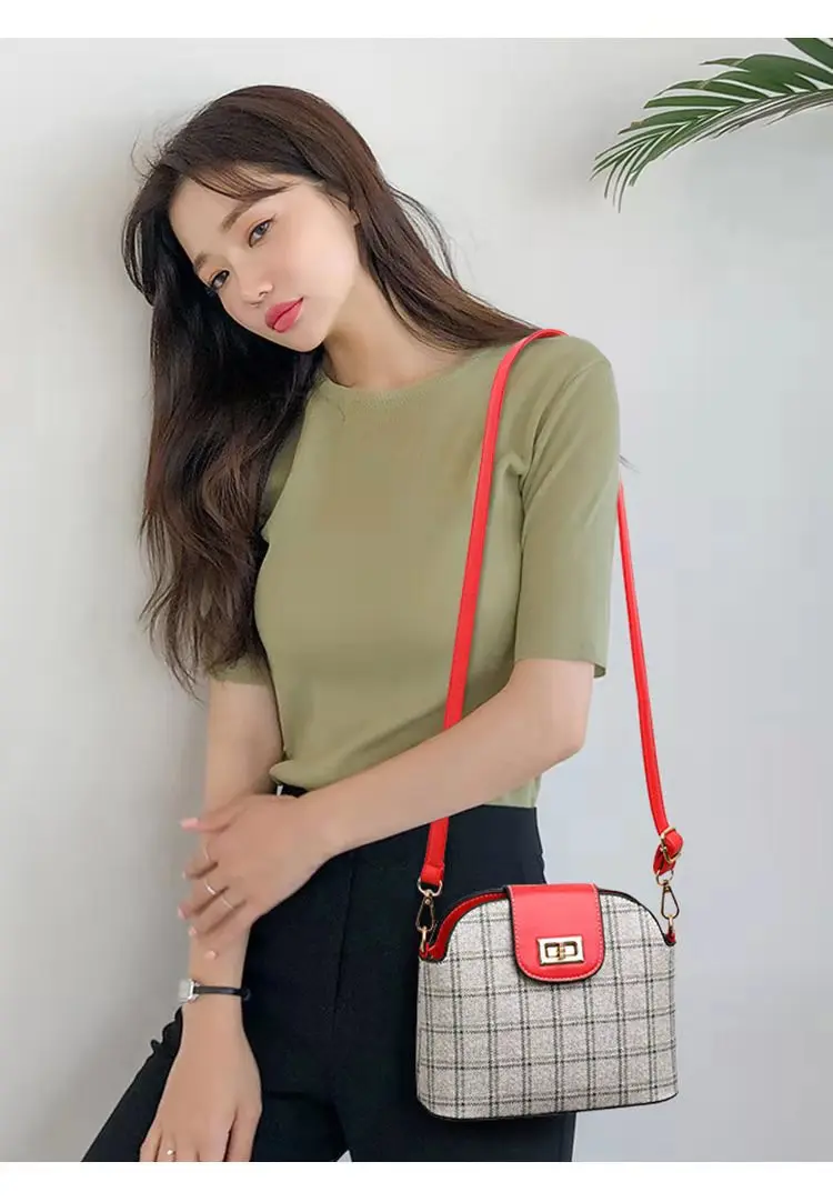 

Women's small bag 2021 new fashion lattice shoulder bag Korean versatile simple messenger bag women's Mini Bag