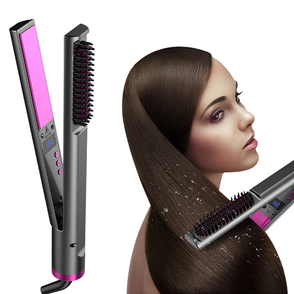 

Peigne chauffant Smoothing iron Hair curler Hot Heating Comb 3 in 1 Hair Straightener Hair Curler Multifunctional Styling Tool