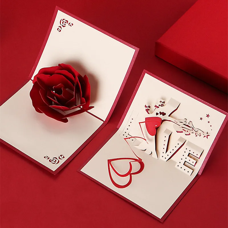 Carte postale d'amour 3D Pop-UP cartes de vœux mariage anniversaire pour Couples femme mari cadeau