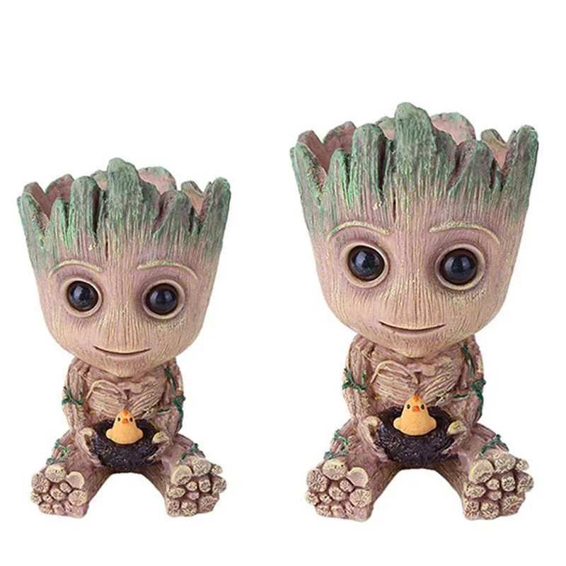 Симпатичные украшения для дома горшок растений фигурки подражали Groot модель