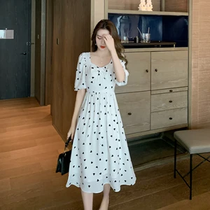 Women's Dress 2021 Summer New Women's Clothes French Retro V-neck Sexy Top Female Mini Skirt Waist Floral Chiffon Dress Women 10 item image
