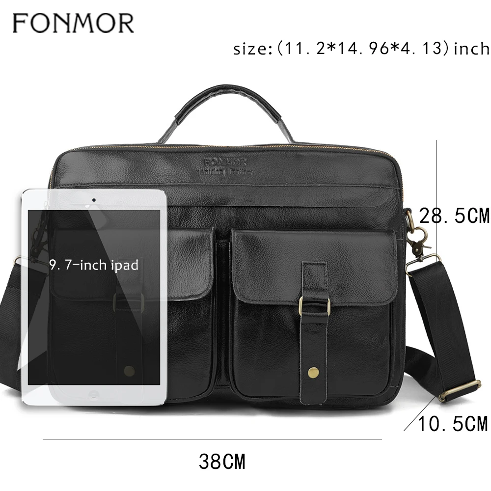 Новый мужской портфель Fonmor из 100% воловьей кожи большая сумка тоут натуральной на