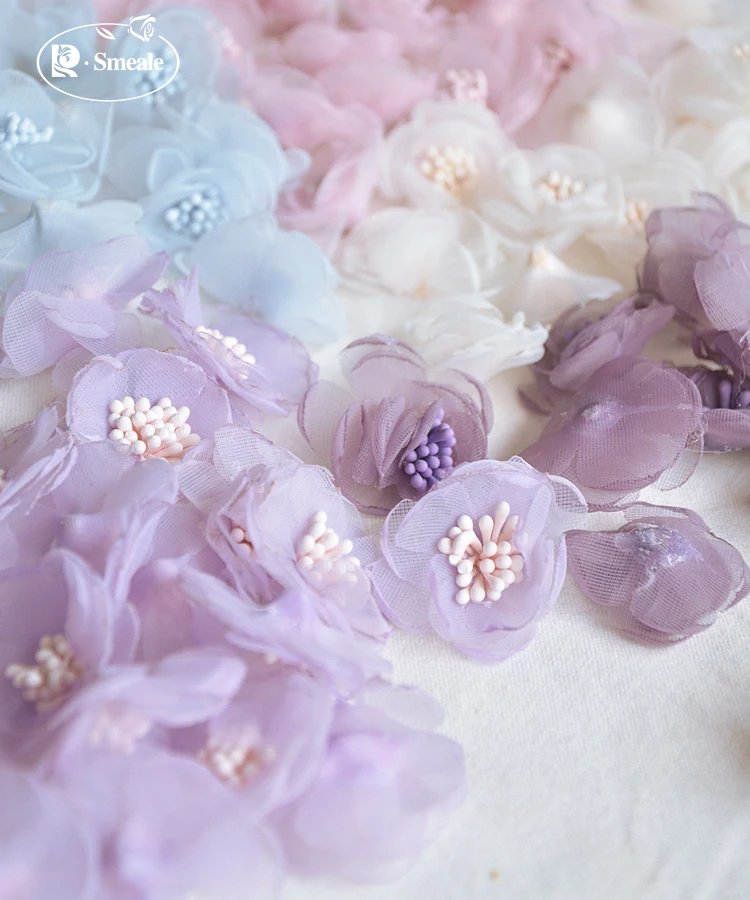 10PCS/Lot Handmade Baby Clothes Organza 3D Small Flower Bud Mini Flowers Dress Headwear Earring Hat Bag DIY Decoration RS2884 | Дом и сад