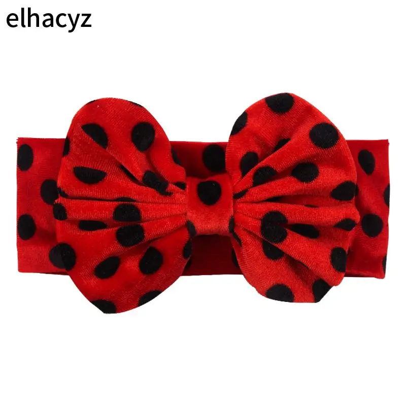 

1PC 2021 New Chic Leopard DOT Velvet Big Hair Bow Headband Funky Soft Solid Elastic Hair Bands Hair Accessories Girls Turban