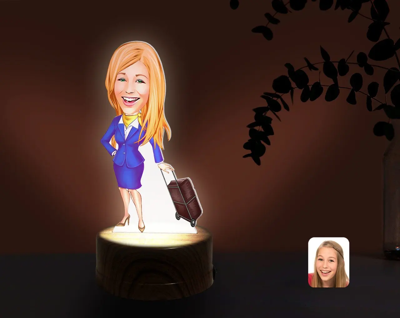 

Персонализированные стюардесса карикатура декоративные 3D брелок светодиодный подсветкой ночного Lambası-2