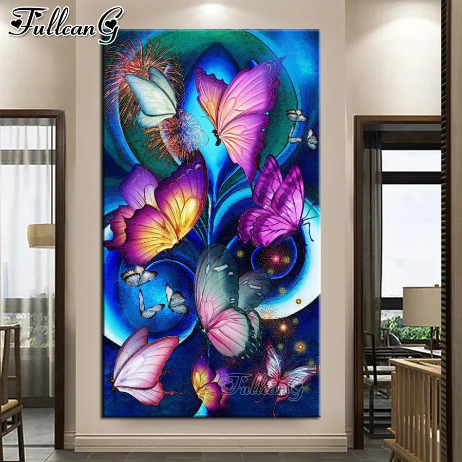 

Полноцветная Алмазная картина FULLCANG с бабочкой, 5d, «сделай сам», вышивка, мозаика, картина, насекомое, украшение для дома FG0672