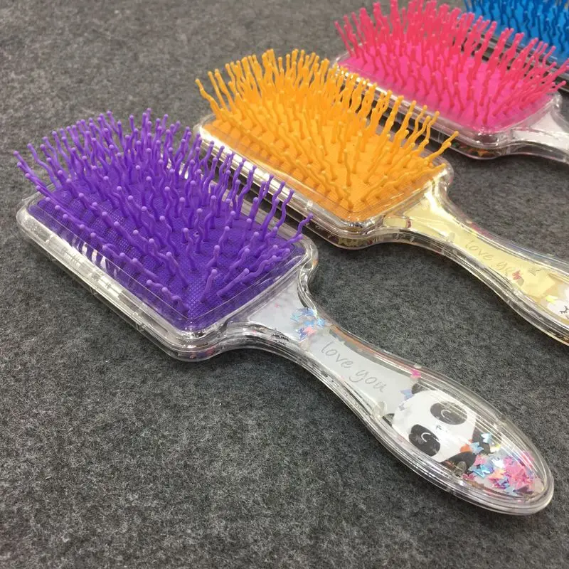 Мультяшная расческа для волос массажная радуга животные панда блестки