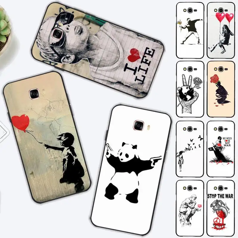 

FHNBLJ Street Art Banksy Graffiti Phone Case for Samsung J 2 3 4 5 6 7 8 prime plus 2018 2017 2016 core