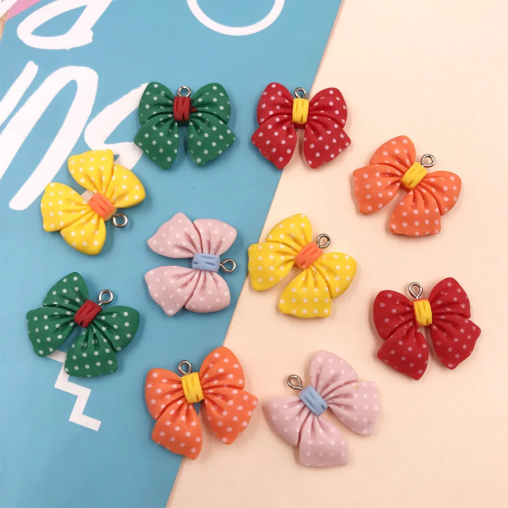 

10 шт. Kawaii, в горошек, с узлом-бантиком, с плоской задней частью кабошоны из смолы для самостоятельного изготовления ювелирных изделий смолы п...