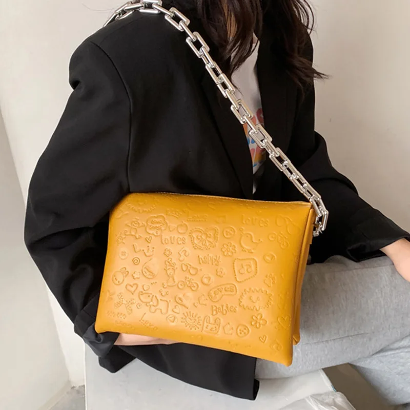 

Сумка на плечо Маленькая квадратная из качественной искусственной кожи в стиле ретро, однотонная сумка через плечо с мультяшным принтом, вм...