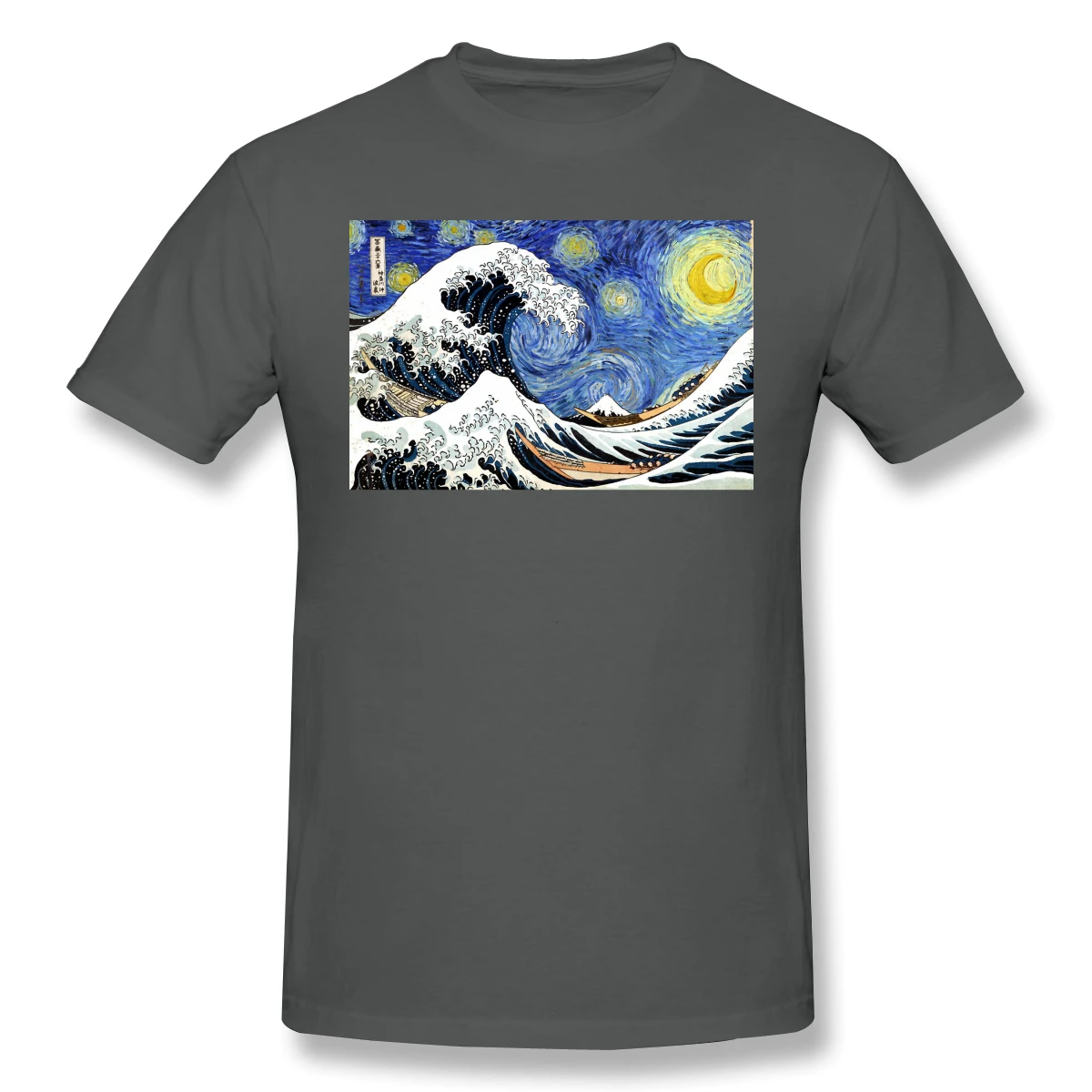 Blue Planet T Shirt Red T-Shirt Iconic Starry Night Wave Of Kanagawa Men Fashion Short Sleeve | Мужская одежда