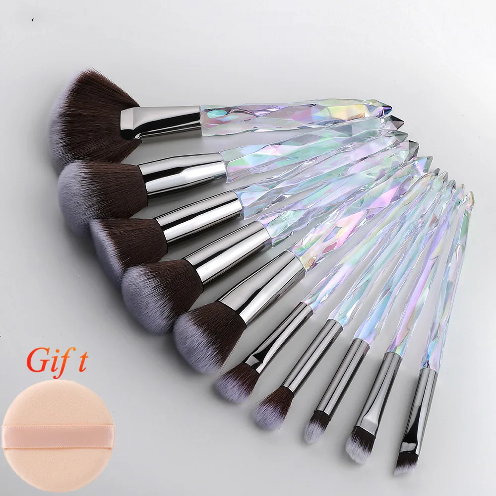 10 шт. Кристальные кисти для макияжа Набор пудры основа Веерная кисть Тени век