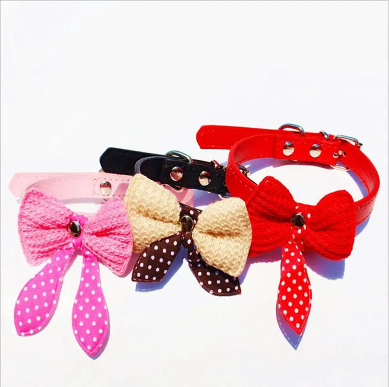 Ошейник для кошек и щенков с милым бантом ошейник собак из искусственной кожи