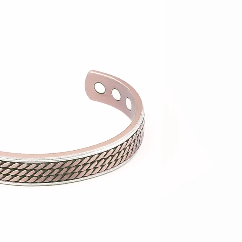 Магнитный браслет из красной меди с узором и кнопками для улучшения