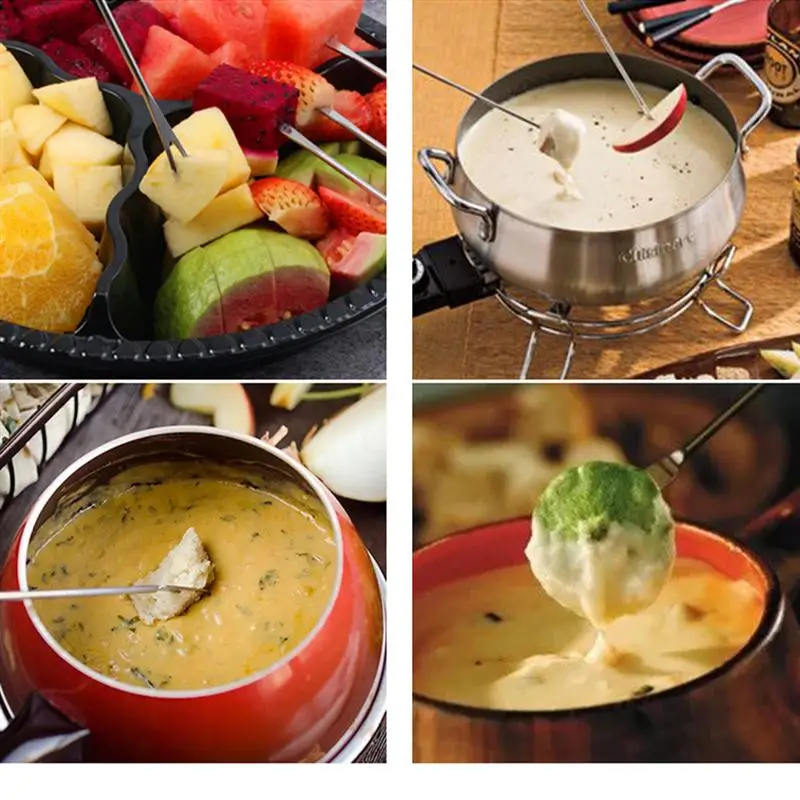 8 шт Нержавеющая сталь сыр вилки Пластик ручка для фондю фруктов вилка барбекю