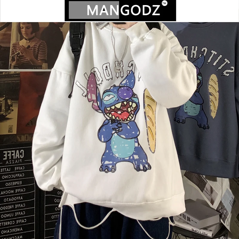 

Толстовки с мультяшным принтом животных для подростков, с круглым вырезом, в стиле Харадзюку, хип-хоп, толстовки оверсайз 2021, модные мужские ...