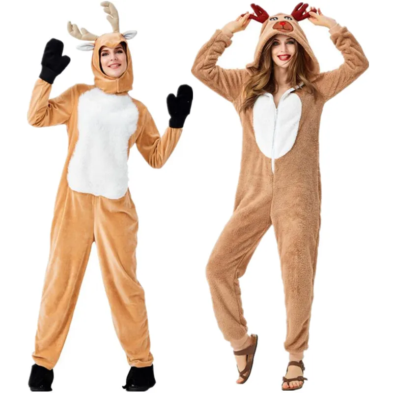 Праздничная Рождественская Пижама с оленем зимний женский комбинезон животными