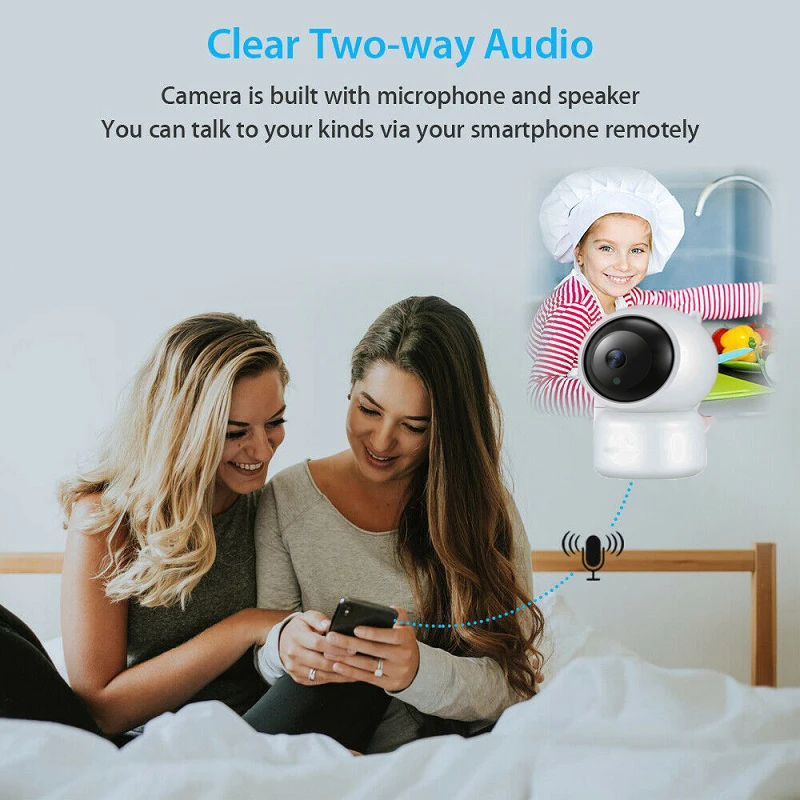 Wouwon Дисплей Температура играть Колыбельная HD Mini IP Камера Wi Fi видеонаблюдения