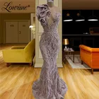 2020 фиолетовые длинные платья русалки ручной работы для выпускного вечера Иллюзия Дубай арабские кафтаны вечернее платье