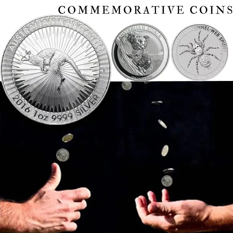 

6 Styles Australian Animal Commemorative Coin Kangaroo Koala Silver Family Decoration Double-sided Badge Coins